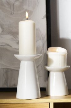 Декоративний керамічний свічник - білий