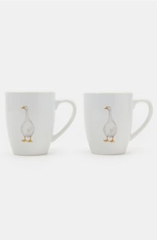 Керамічні чашки з мотивом гуски 2 pack - білий