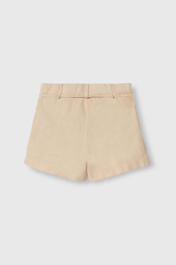 Детские шорты с примесью льна Guess цвет бежевый однотонные