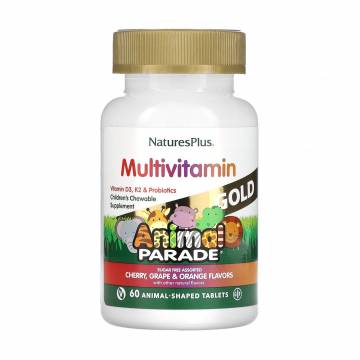 Мультивитамины для детей NaturesPlus Animal Parade Gold, 60 жевательных таблеток Мультивитамины для детей NaturesPlus Animal Parade Gold, 60 жевательных таблеток