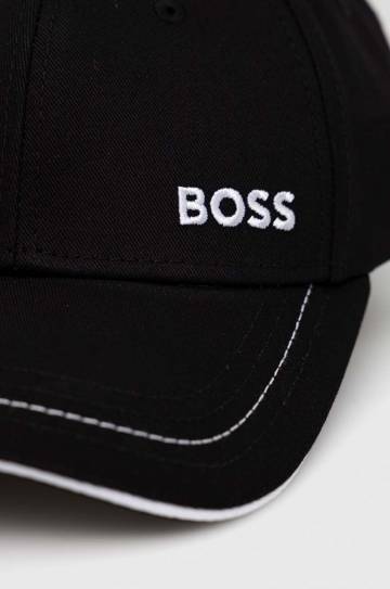 Хлопковая кепка BOSS BOSS GREEN цвет чёрный однотонная Хлопковая кепка BOSS BOSS GREEN цвет чёрный однотонная