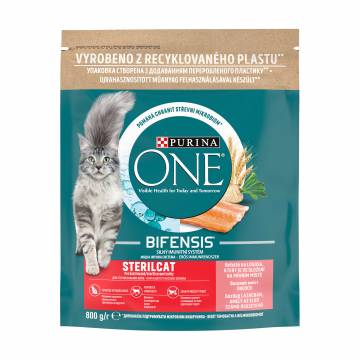 Сухой корм для взрослых стерилизованных кошек Purina One Sterilcat Bifensis с лососем и пшеницей, 800 г
