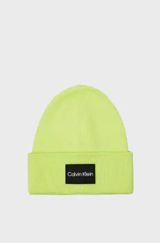 Мужская салатовая шапка FINE COTTON RIB BEANIE Салатовый ONESIZE Calvin Klein K50K510986