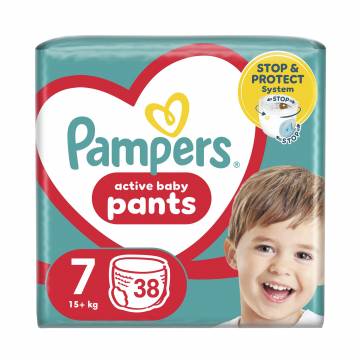 Подгузники-трусики Pampers Active Baby Pants размер 7 (15+ кг), 38 шт Подгузники-трусики Pampers Active Baby Pants размер 7 (15+ кг), 38 шт