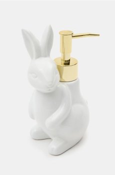 Великодній дозатор для мила у формі кролика - білий