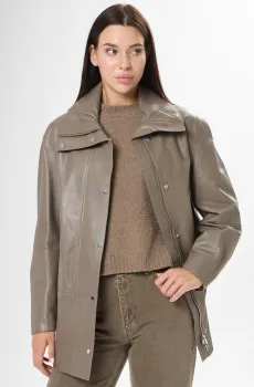 Женская коричневая кожаная куртка Коричневый S BOSS 50564791;915
