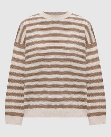 Бежевый джемпер в полоску с пайетками Бежевый джемпер в полоску с пайетками