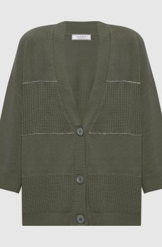 Зеленый кардиган с льном