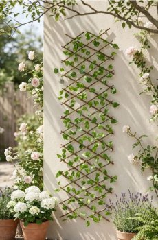 Декоративна садова решітка з рослиною - коричневувато-зелений