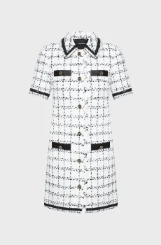 Женское белое твидовое платье в клетку Белый 42 Karl Lagerfeld A3W13031