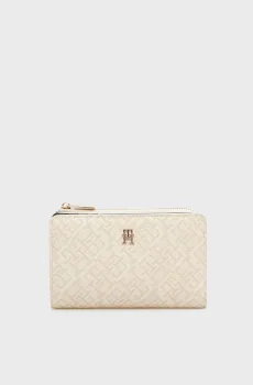 Женский бежевый кошелек с узором CON BIFOLD Бежевый ONESIZE Tommy Hilfiger AW0AW18594