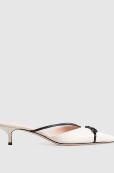 Белые кожаные мюли с логотипом