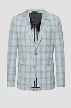 Мужской серый блейзер в клетку Ментоловый 54 Karl Lagerfeld 532004.155280;910