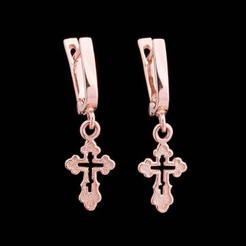 Золотые серьги "Крестики" с03684 Золотые серьги "Крестики" с03684
