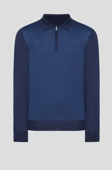 Мужское темно-синее шерстяное поло Синий 52 Barba Napoli 57537/13126-598