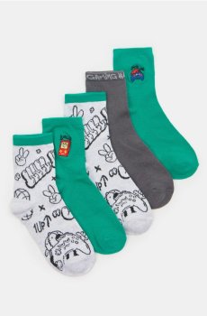 Шкарпетки, 5 пар - синьо-зелений