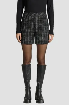 Женские черные твидовые шорты Черный L Guess W5BD65.W2382;JBLK