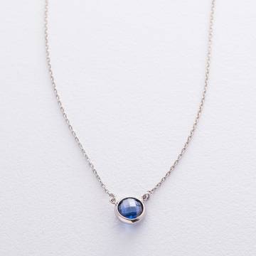 Серебряное колье с синт. сапфиром 18912 Серебряное колье с синт. сапфиром 18912