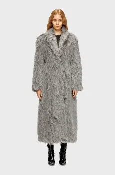 Женская серая шерстяная шуба W-GLAMO-R1 Серый 40 Diesel A18465 0KIBM
