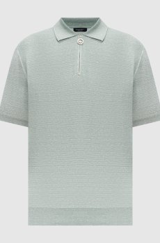 Зеленое поло с леном и шелком