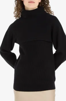 Женский черный шерстяной свитер RECYCLED WOOL OVERLAY Черный S Calvin Klein K20K205986