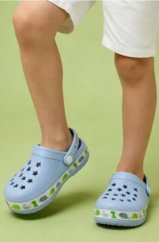 Клоги з мотивом динозаврів - light blue