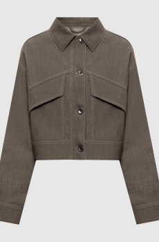 Джинсовая куртка цвета хаки с цепочкой мониль