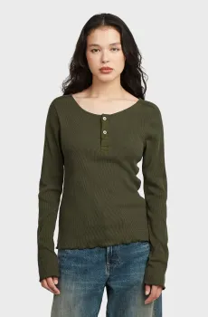 Женский серый лонгслив henley Серый M G-Star RAW D28743,E487
