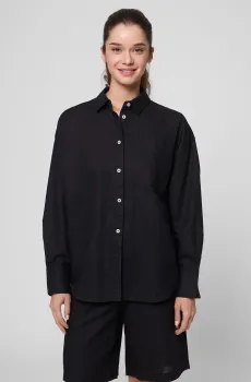 Женская черная льняная рубашка Черный S PRPY PWCSTANN0036