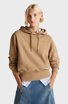 Женское бежевое худи FLAG ON CHEST MDRN Бежевый M Tommy Hilfiger WW0WW44991