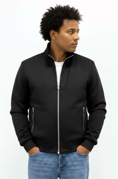 Куртка-Бомбер замшевая черная утепленная  AS-129-alteko-black