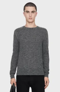 Мужской серый шерстяной джемпер SOREN Серый XL AllSaints M066KF