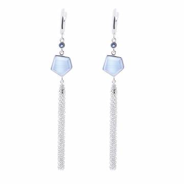 Серебряные серьги (им.улексит,фианит) 122283 Серебряные серьги (им.улексит,фианит) 122283