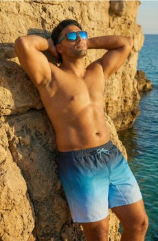 Пляжні шорти з ефектом омбре - темно-синій