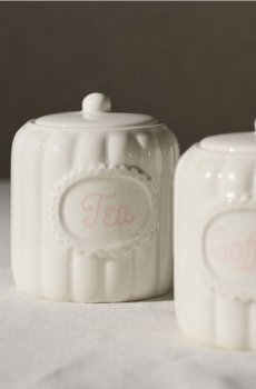 Керамічний контейнер для чаю з кришкою - білий