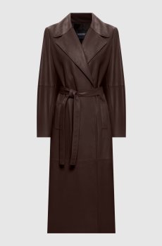 Коричневое кожаное пальто Mila