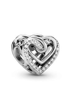 Намистина "Блискучі переплетені серця"