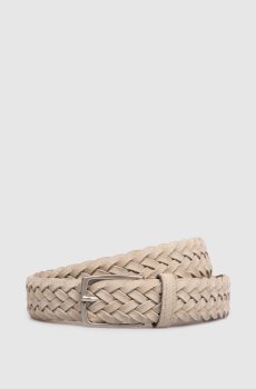 Бежевый замшевый плетеный ремень