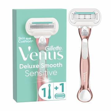 Бритва Gillette Venus Deluxe Smooth Sensitive Rosegold со сменным картриджем, женская Бритва Gillette Venus Deluxe Smooth Sensitive Rosegold со сменным картриджем, женская