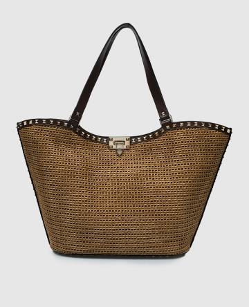 Коричневая сумка-тоут Rockstud Коричневая сумка-тоут Rockstud