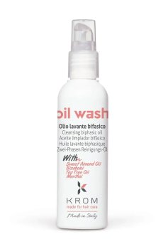 Уценка! Двухфазное очищающее масло для волос Krom Oil Wash с маслом сладкого миндаля, маслом чайного дерева и ментолом, 100 мл