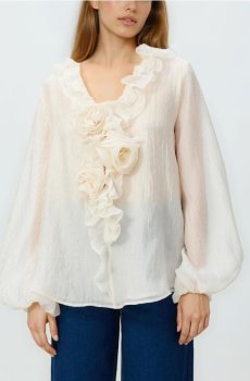 Reserved - Топ з оборкою - кремовий - 781II-01X