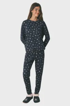 Женская темно-синяя пижама с узором (лонгслив, брюки) Harry Potter Синий M womensecret 3132231