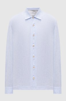 Голубая рубашка с коноплей и льном