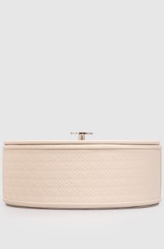 Бежевый кожаный ящик для хранения мелочей в узор