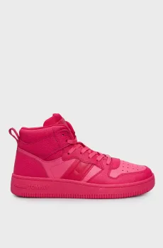 Женские малиновые кожаные хайтопы TJW RETRO BASKET Малиновый 37 Tommy Jeans EN0EN02398