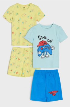 Двокомпонентні піжами з геймерським мотивом, набір з 2 шт. - блакитний