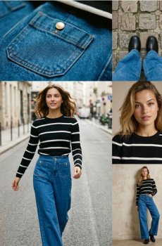 Джинси wide leg - синій