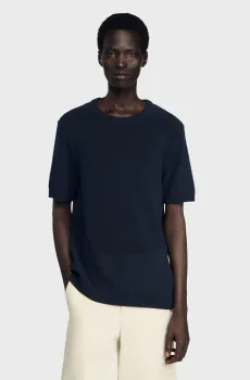 Мужской темно-синий джемпер Синий L Sandro SHPTR00655_Navy Blue