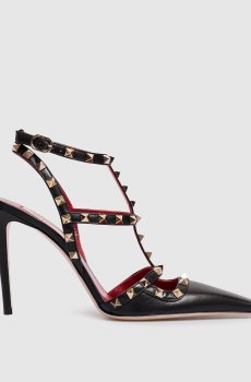 Черные кожаные босоножки Rockstud